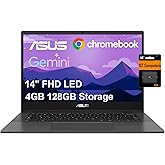 ASUS Chromebook CM14 Laptop, 14" FHD, MediaTek Kompanio 520, 4GB/128GB | (64GB eMMC+64GB SD Card), for Home &amp; Student, Anti-Glare, Ruggedized, 15-Hr Battery Life, Spill Resistant, Webcam, Chrome OS