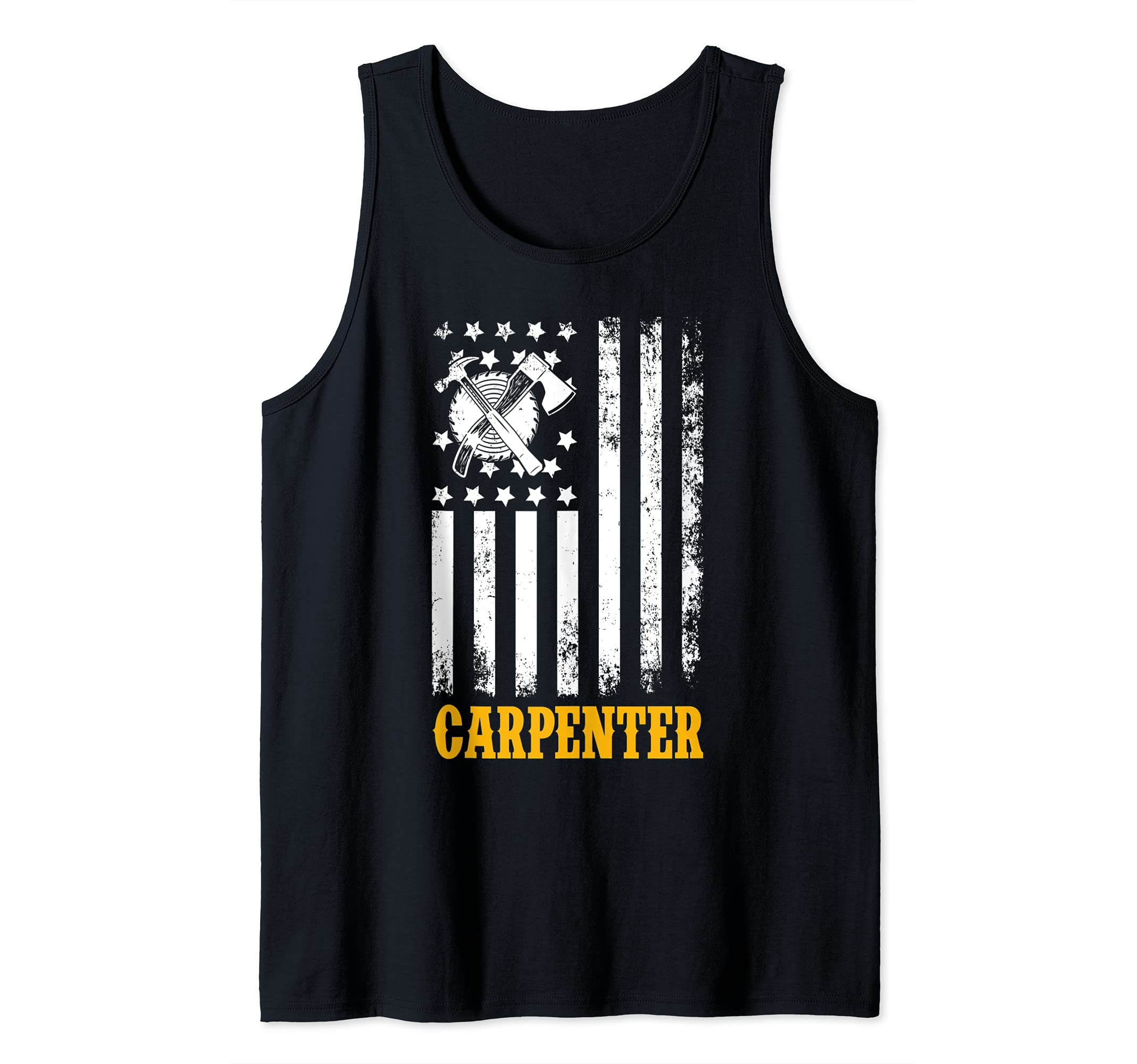 Retro Vintage USA Patriotic American Flag Carpenter Tank Top
