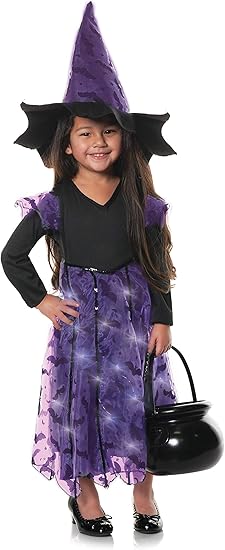 Amazon Co Jp Underwraps 赤ちゃん 小さな女の子用 紫の魔女のライトアップドレス お揃いの帽子付き L 服 ファッション小物 Amazon Co Jp Underwraps 赤ちゃん 小さな女の子用 紫の魔女のライトアップドレス お揃いの帽子付き L 服 ファッション小物