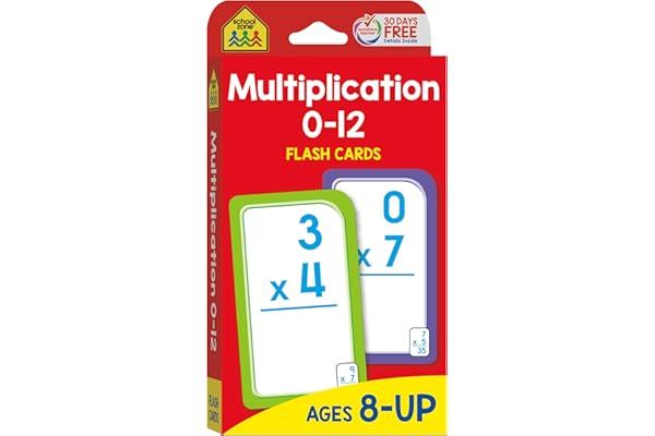School Zone Multiplication 0-12 Flash Cards: 56 Math Cards, 3rd Grade, 4th Grade, Elementary Math, Multiplication Facts, Common Core, Ages 8+, Packaging May Vary