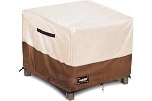 Jin Hrtoyi Patio Ottoman Cover Waterproof Square Outdoor Ottoman Covers, 22W x 22D x 18H Inches Patio Furniture Covering Protector Outdoor Side Table Cover, Beige&Brown