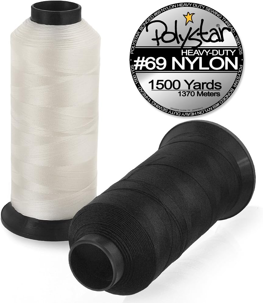 Polystar Heavy-Duty #69 Bonded Nylon Sewing Thread - 1500 Yard Spool - White