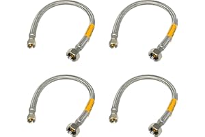 [4-Pack] PROCURU 16-Inch (1.3Ft) x 3/8" Comp x 1/2" FIP Faucet Hose Connector, Stainless Steel Braided Supply Line, Certified Safe (9SF16-4P)