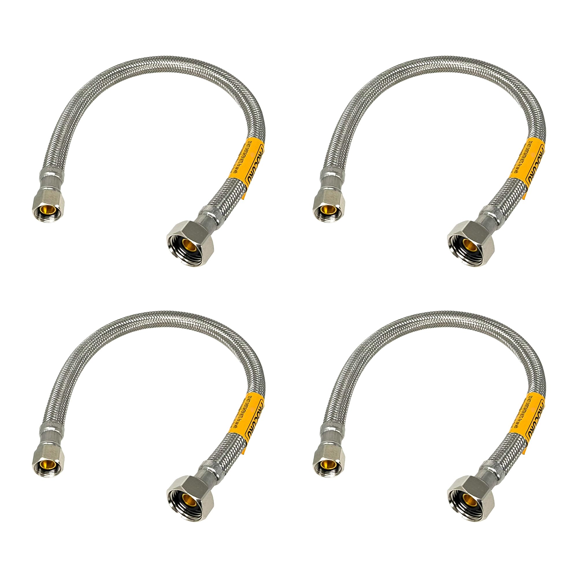 Photo 1 of [4-Pack] PROCURU 16-Inch (1.3Ft) x 3/8" Comp x 1/2" FIP Faucet Hose Connector, Stainless Steel Braided Supply Line, Certified Safe (9SF16-4P)