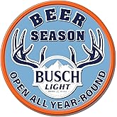 Desperate Enterprises Busch Light Beer Season Fully Embossed Round Steel Sign - Metal Bar Signs - Nostalgic Vintage Metal Signs - Made in the USA