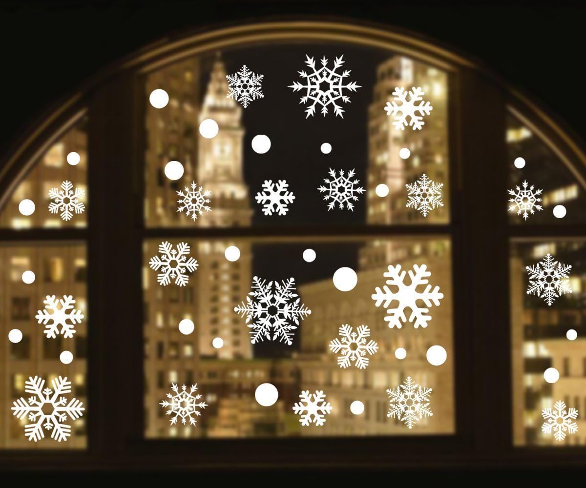iWerDon 110 Snowflake Window Clings Christmas Window Decorations Static PVC Stickers