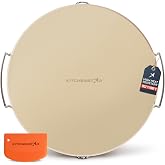 16-Inch Pizza Stone for Oven and Grill, Baking Stone for Bread, Round | 1800&deg;F Resistant Cordierite, 5/8" Thick, High-Heat Capacity, Food-Safe, Stainless Steel Rack &amp; Scraper Accessories, Versatile
