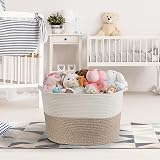 Maliton Large Cotton Rope Storage Basket 55x35cm 68L White Brown view 5
