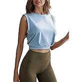 ARRIVE GUIDE Crop Top Athletic Shirts for Women Cute Sleeveless Yoga Tops Running Gym Cotton Cropped Workout Clothes