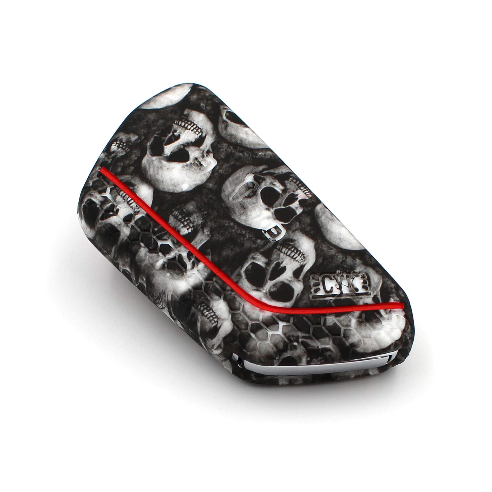 VF Key Case for 3-Button Car Key, Silicon Cover, Key Cover, Protective Cover (Skull)