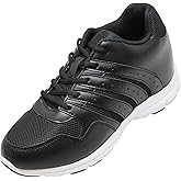 CALTO Men's Invisible Height Increasing Elevator Shoes - Black Leather/Mesh Lace-up Lightweight Sporty Trainer Sneakers - 3.2 Inches Taller - G8817 - Size 10 D(M) US
