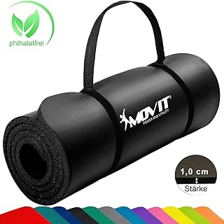 Movit Pilates Gymnastikmatte, Yogamatte, phthalatfrei, SGS geprüft, 183 x 60 x 1,0cm, in 12 unterschiedlichen Farben