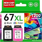 67XL Ink Cartridges Compatible for HP 67 Ink Cartridges Combo Pack Black Color Fit for Deskjet 2855e 4255e 2700 2755e 2734e 2