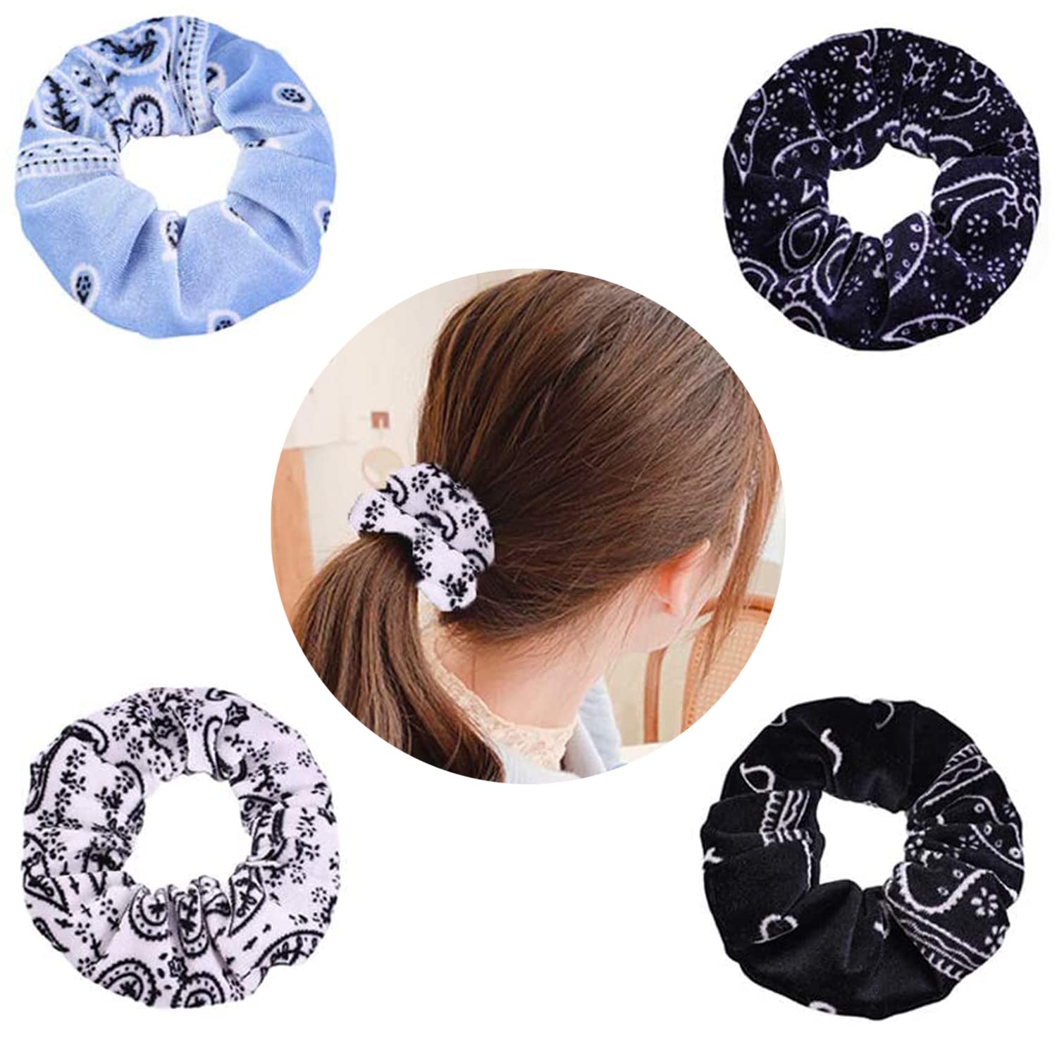 Elastic hair band women's hair band, girls stretch hair rope accessories, women's headpiece 4-piece suit for little girls, boys girls and women.