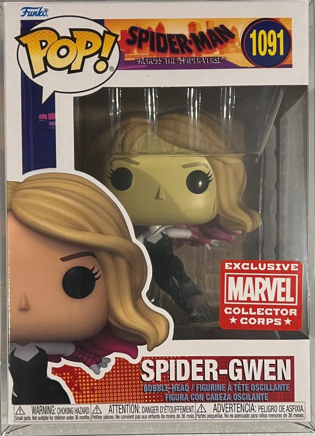 POP Spider-Man Across The Spider-Verse Marvel Collector Corps Exclusive Spider-Gwen #1091 w/ Free Acrylic CASE