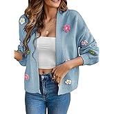 Cardigan Sweaters for Women, 3D Floral Embroidery Knit Cardigan Y2K Open Front Lightweight Sweater