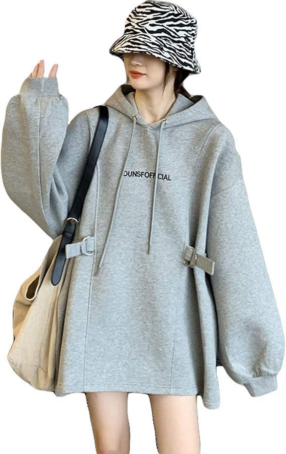 Amazon ｓｅｍｏ１ｍｕｓ パーカー レディース トップス トレーナー カジュアル ロング ゆったり 大きいサイズ フード付き ファッション 秋冬 グレー トレーナー パーカー 通販
