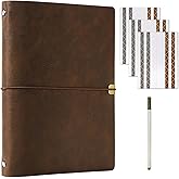 Vienrose Leather Scrapbook Photo Album with 60 Pages Kraft Paper for 4x6 Photos, Vintage binder 3 ring DIY Memory Book for Valentines Anniversary Christmas Birthday Travel Brown