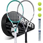 Tennis Rackets for Adults, Pre-Strung 27 Inch Tennis Racquets-2 Player Tennis Racket Set with 3 Balls,2 Grips, 2 Vibration Dampers