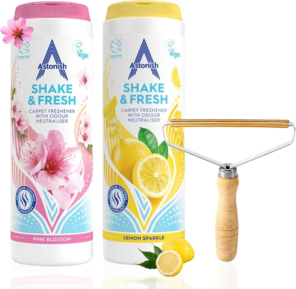 Amara Shake and Vac Carpet Cleaner Bundle with Lint Remover Pink Lemon Sparkle