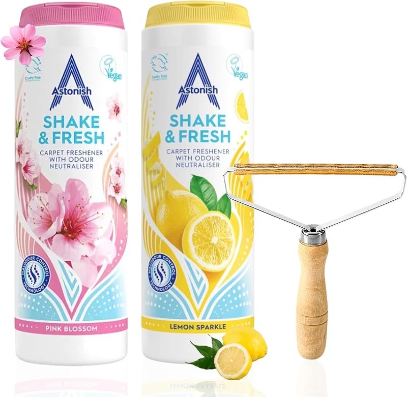 Amara Shake and Vac Carpet Cleaner Bundle with Lint Remover Pink Lemon Sparkle