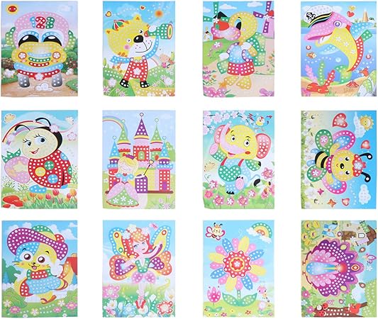 Amazon Ledmomo 知育シール モザイクシール ステッカー 3dシール 立体パズル 子供 キューブ 知育教材 知育玩具 おもちゃ Diy 手作り 女の子 男の子 子ども 集中力をつける 12枚 立体パズル おもちゃ