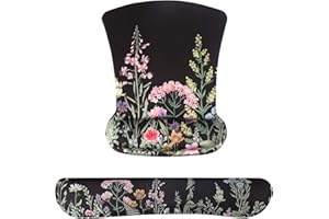 iCasso Mouse Pad and Keyboard Wrist Rest, Wrist Rest for Computer Keyboard, Made of Memory Foam with Wrist Support, Easy Typing and Relieve Wrist Pain Keyboard Pad for Computer, Office (B-Weeds)