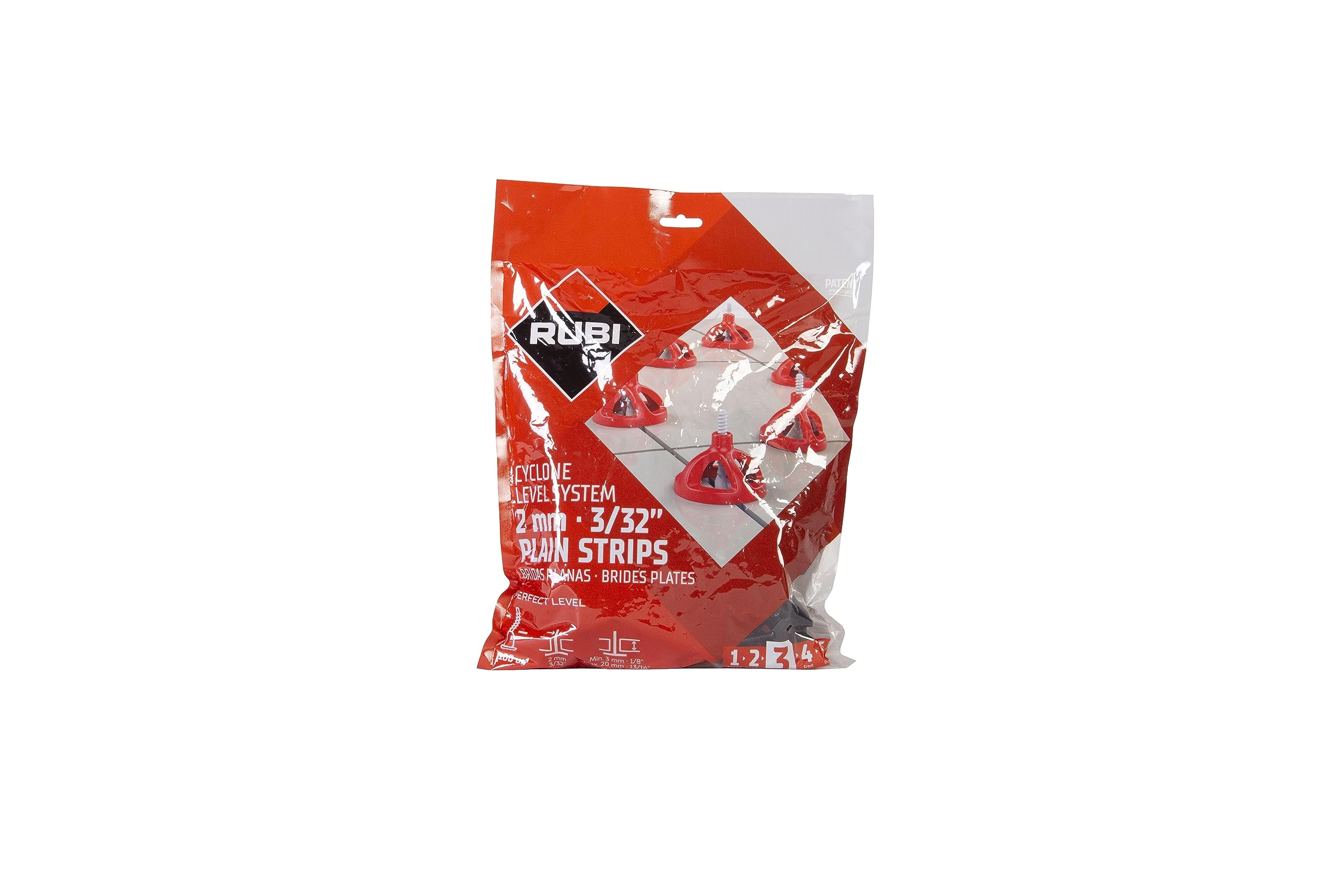 RUBI | Flat Base 2 mm Cyclone Level System for Tiles Thickness 3 to 18 mm | 100 Units | System for Facilitating Large Format Ceramic Laying | Tile Levelers