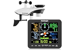 Sainlogic SA8 Home Weather Station with Rain Gauge and Wind Speed, Weather Stations Wireless Indoor Outdoor with Rain Gauge Outdoor, Forecast, Temperature, Humidity, Moon Phase, Alarm Clock(No WiFi)