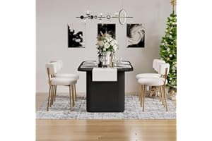 HAIZAO Modern Dining Chairs Set of 4, Round Upholstered Boucle Sherpa Dining Chairs, Curved Backrest Kitchen Dining Room Chairs, Mid-Century White Dining Chair with Golden Metal Legs