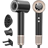 Hair Dryer, 1600W High Speed Ionic Blow Dryer with 300 Million Negative Ions, 140000 RPM Brushless Motor for Fast Drying, 59dB Low Noise & 65M/S Hair Dryers for Home Travel,Black