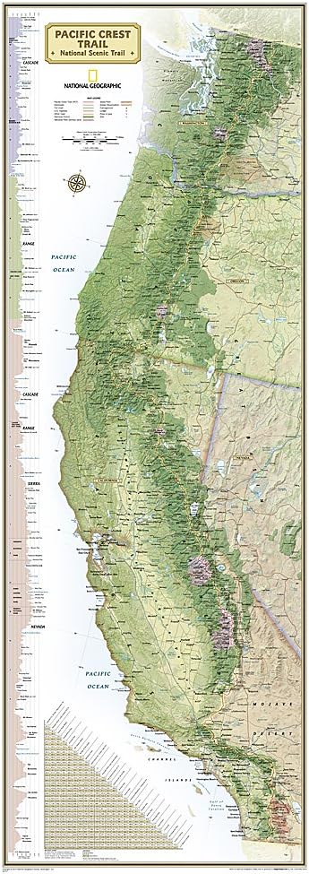 Pacific Crest Trail Map [Laminated] - Reference Maps: Wall Maps History & Nature (National Geographic Reference Map)