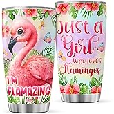 Flamingo Coffee Tumbler Travel Mug With Lid Cute Birthday Gifts For Women Mom Teenage Girls Sisters Animal Lovers Insulated Cup Stainless Steel Tumblers Hot And Cold Funny Sayings
