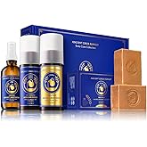 Ancient Greek Remedy Organic Spa Gift Set - Body Oil, Face Moisturizer, Foot Balm & 2 Soap Bars - Lavender Scented Skin Care Gift Basket for Women - Perfect for Christmas, Birthdays & Self Care