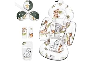 Sweetwavet Infant Insert Compatible with 4moms Mamaroo Swing and Infant Carseat, Including 3 Replacement Toys, Reversible Newborn Insert for Baby Swing, Stroller, Bouncer, Soft Fabric - Animals