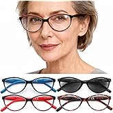 HEEYYOK 2.50 Reading Glasses Women Cat Eye Womens Readers Colorful Cheaters Glasses For Women Small Face Ladies Sunreaders 5-Pack