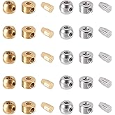 Craftdady 20 pcs 304 Stainless Steel Crimp Beads for Jewelry Making Gold Sliver Column Metal Spacer Beads Stopper Crimp Charms for Bracelet Necklace Ends Accessories
