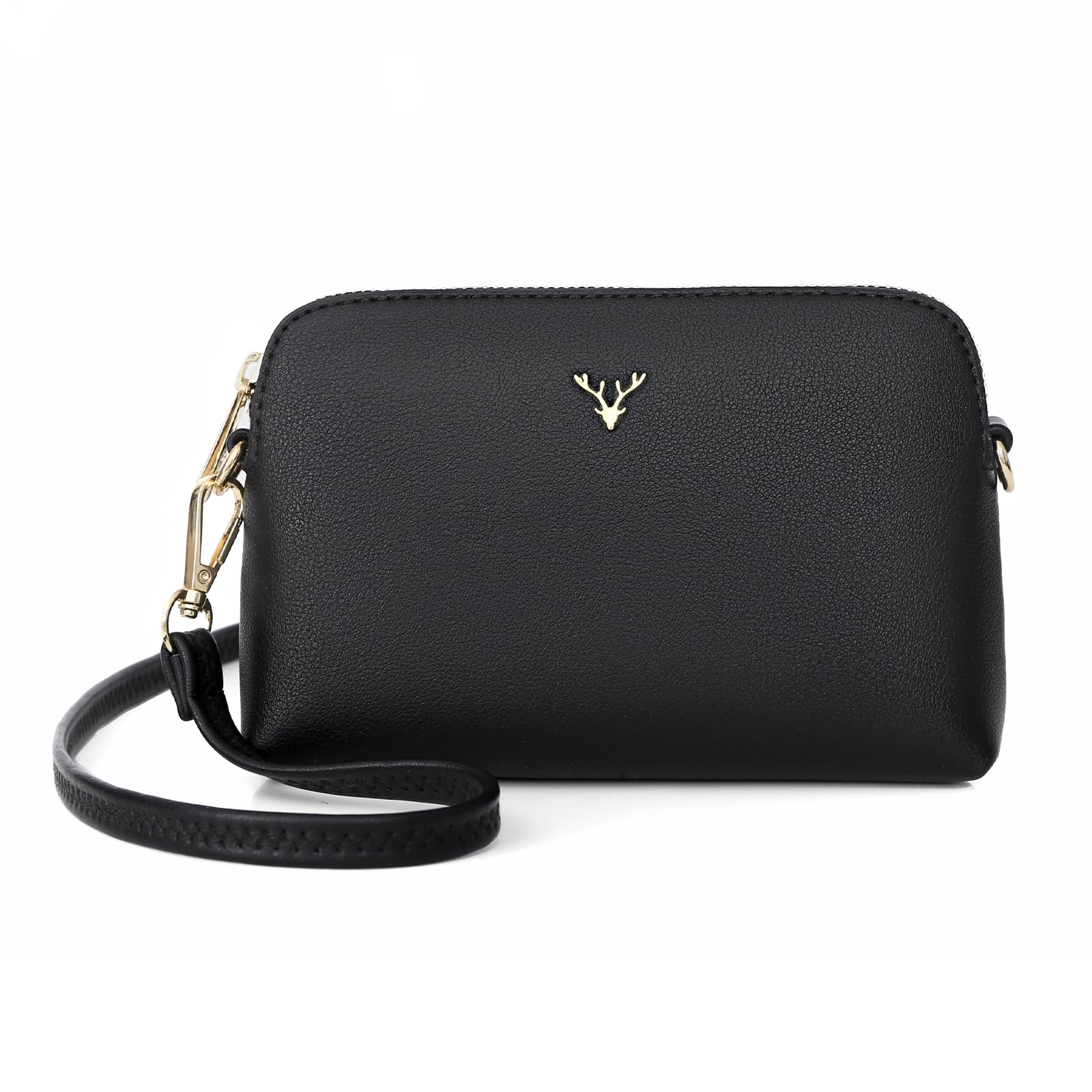 ZMDB Small Crossbody Bag for Women, Vegan Leather Handbags for Women Shoulder Bag with Adjustable Strap, Ladies Wristlet Clutch for Party Holiday Travel (Black)