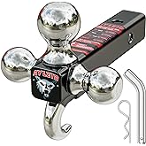 Ayleid Trailer Hitch Tri-Ball Mount with Hook & Pin Balls Sized 1-7/8, 2 & 2-5/16 inches, Tow Hitch, Silver