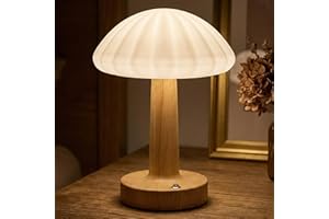 Cordless Table Lamp | Mushroom Design | 3 Colors & Touch Dimming | Soft Eye-Caring Light | for Bedroom, Nursery, Patio