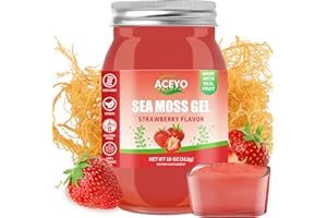ACEYO (18 OZ) Irish Sea Moss Gel Raw Vegan Strawberry Flavor 102 Vitamins and Minerals Wild Harvested Non-GMO Immune Defense Booster Thyroid Digestive Support