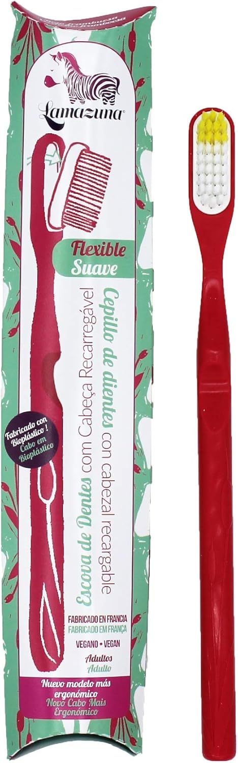 Lamazuna Cepillo de dientes reutilizable de bioplástico de dureza media 50 ml