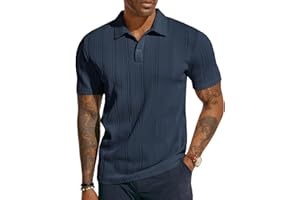 PJ PAUL JONES Mens Textured Knit Polo Shirts Regular Fit Stretchy Golf Shirts