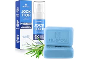 Hermon Antifungal Jock Itch Spray & Soap Kit: Powerful Treatment of Antifungal Spray & Soap for Jock Itch with 2.01 fl.oz & 2 Bars - Fast & Effective Relief of Itching, Burning, Redness, & Irriation