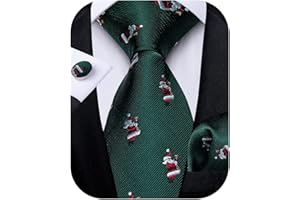 DiBanGu Mens Christmas Ties for Vacation Silk Festive Necktie and Pocket Square Cufflinks Set with Gift Box Holiday Xmas Tie