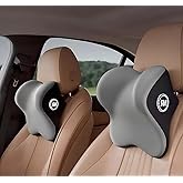 Nastravail 2 Pack Car Headrest Pillow for Neck Support, Car Neck Pillow for Driving with Adjustable Strap and Removable Cover, Universal Fit Headrest Car Pillow Grey