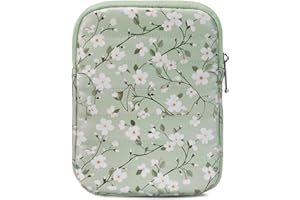 Clezolraa 6-7 Inch Puffy Sleeve Case for 7" Kindle Paperwhite 12th Gen/Colorsoft 2024, 6.8" Kindle Paperwhite 11th Gen, 6" Kindle 11th Gen 2024/2022, Oasis, Protective Pouch Bag, Green Floral