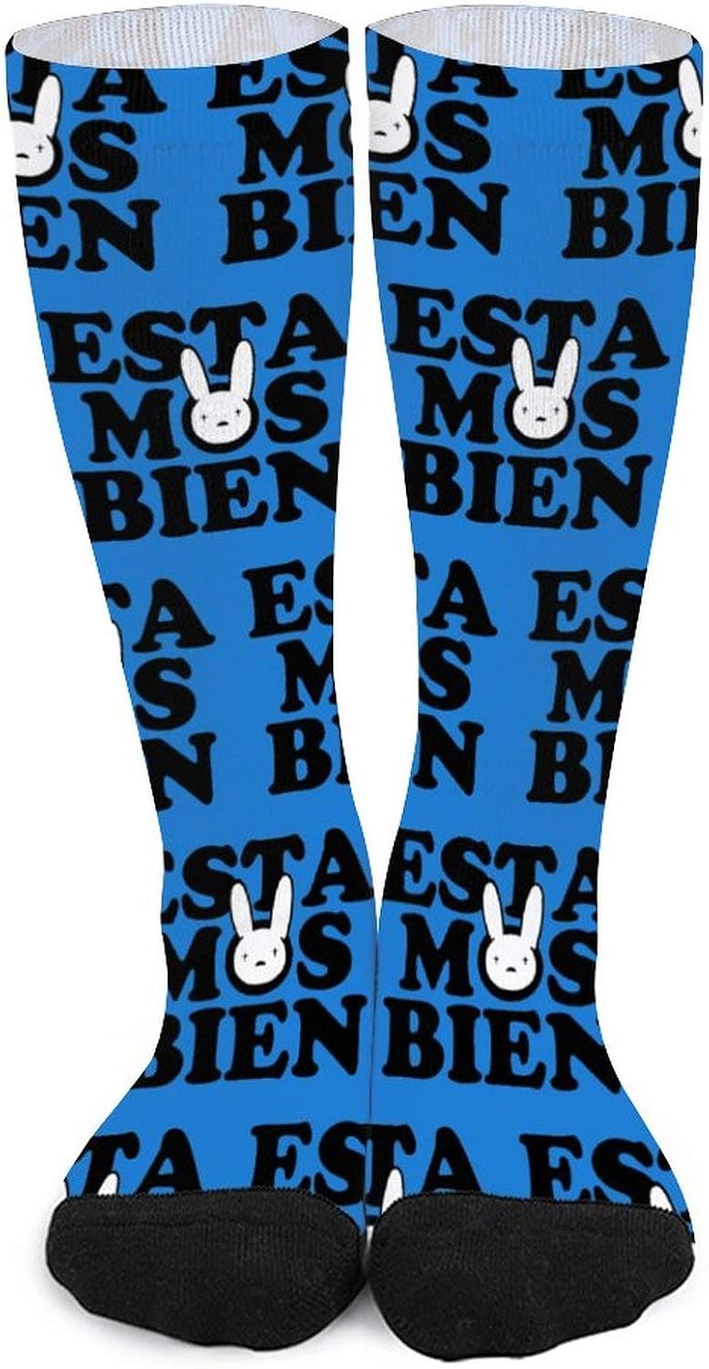 Mens Socks Printed ESTAMOSBIENBADBUNNYSocks Patterned Long Cotton