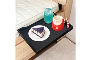 SUYUDSM Bedside Shelf, Bamboo Bunk Bed Shelf Clip On Nightstand Snack Organizer, Bed Side Table Tray College Dorm Room Essentials(Black)