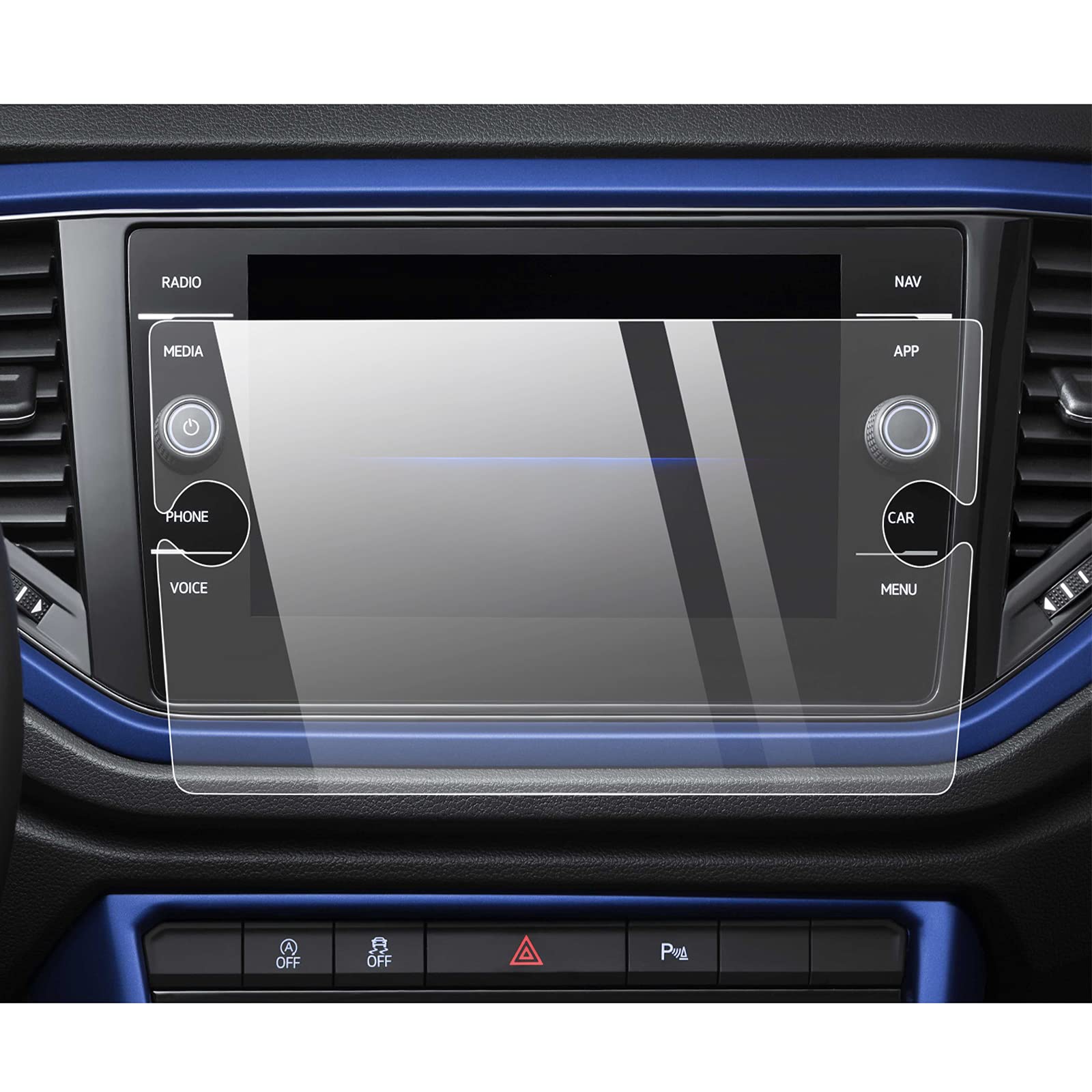 YEE PIN Designed for 2018-2021 Volkswagen vw T-Roc Discover Media 8-inch trapezoidal perforated display screen design - 9H tempered glass protective film - ultra clear light protectio